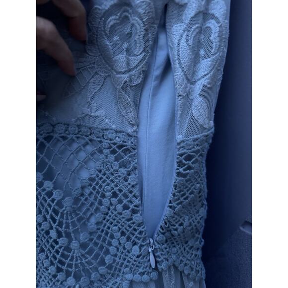 SUNDANCE Love Always Blue Lace Overlay Midi Dress Sz 6 Beach Coastal Romantic - Picture 11 of 14